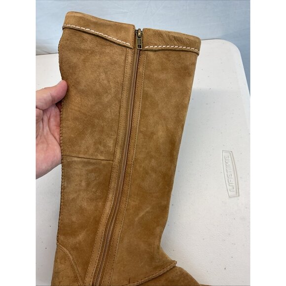UGG Mammoth Moccasin Brown Sz 9 Suede Leather Fringed Tall Boots Festival‎ Boho - Picture 8 of 11